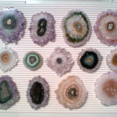 Uruguay Minerals. Marcos Lorenzelli S.R.L. Amethyst Stalactites Slices