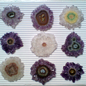 Uruguay Minerals. Marcos Lorenzelli S.R.L. Amethyst Stalactites Slices