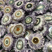 Uruguay Minerals. Marcos Lorenzelli S.R.L. Amethyst Stalactites Slices