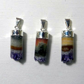 Uruguay Minerals. Marcos Lorenzelli S.R.L. Amethyst Cylinders Pendants